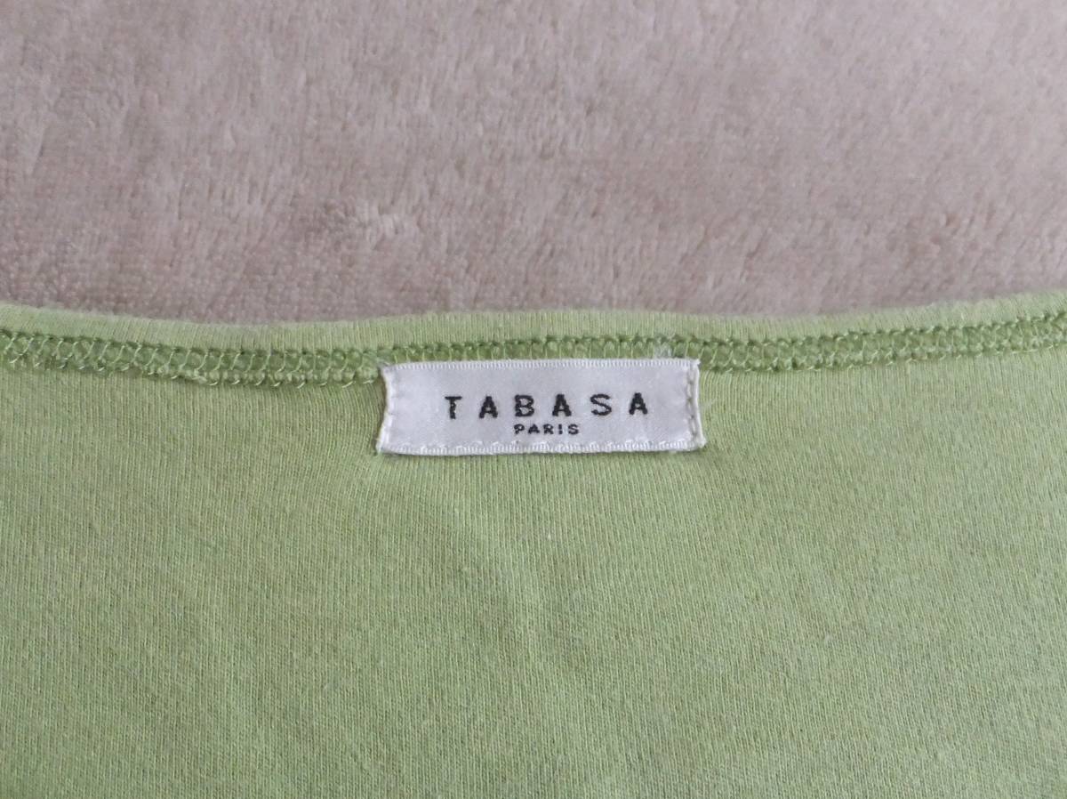 TABASA タバサのお洒落な半袖カットソー 黄緑 Mくらい Tシャツ ブラウス_画像3