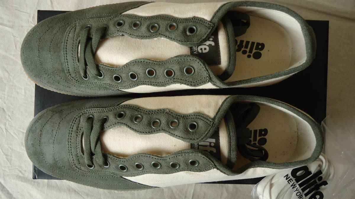 alife EVERYBODY LOW VOLLEY CANVAS/SUEDE オリーブ/黄成 US9 , 27cm 40%off エーライフ NYC SB キャンバス/スウェード スニーカー_画像8