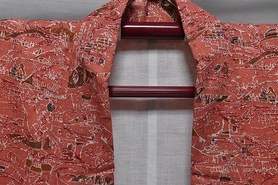  home ....! child kimono girl . fine pattern chopsticks collar .. color length 147cm used beautiful goods kizg42*..*