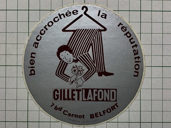フランスのステッカー： GILLET LAFOND 紳士服 広告 独 蘭 デザイン 広告 ビンテージ +Maの画像1