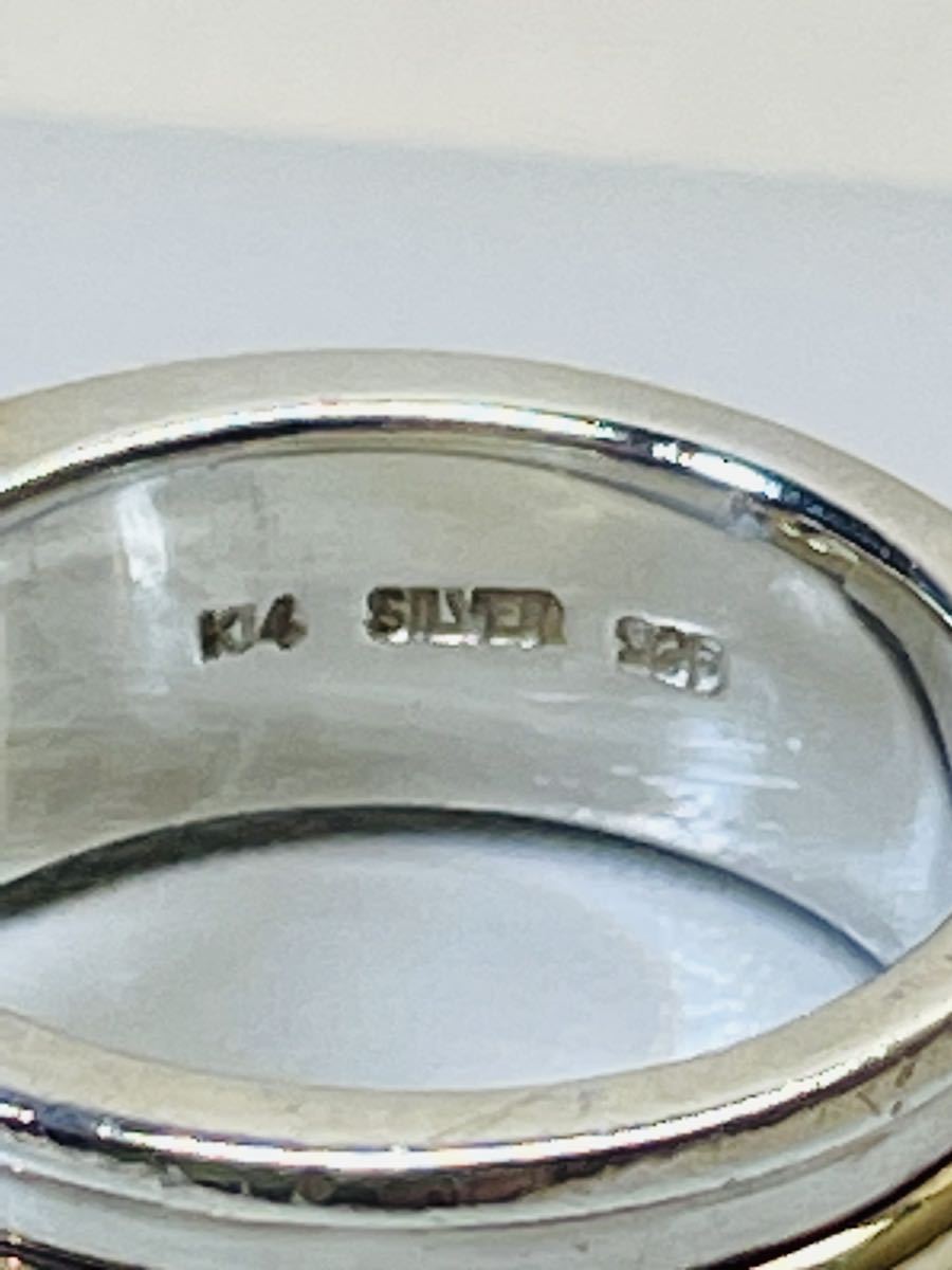STAR JEWELRY スタージュエリー 指輪　リング　ベルト デザイン　K14　シルバー　コンビ