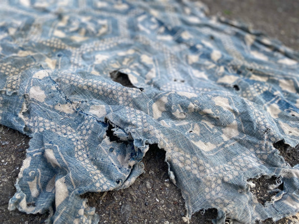 かわいい新作 朽ちた で 退廃的 ボロボロ 20s30s ジャパンビンテージ VINTAGE JAPAN ストール もめん 藍染 羽織 型染め