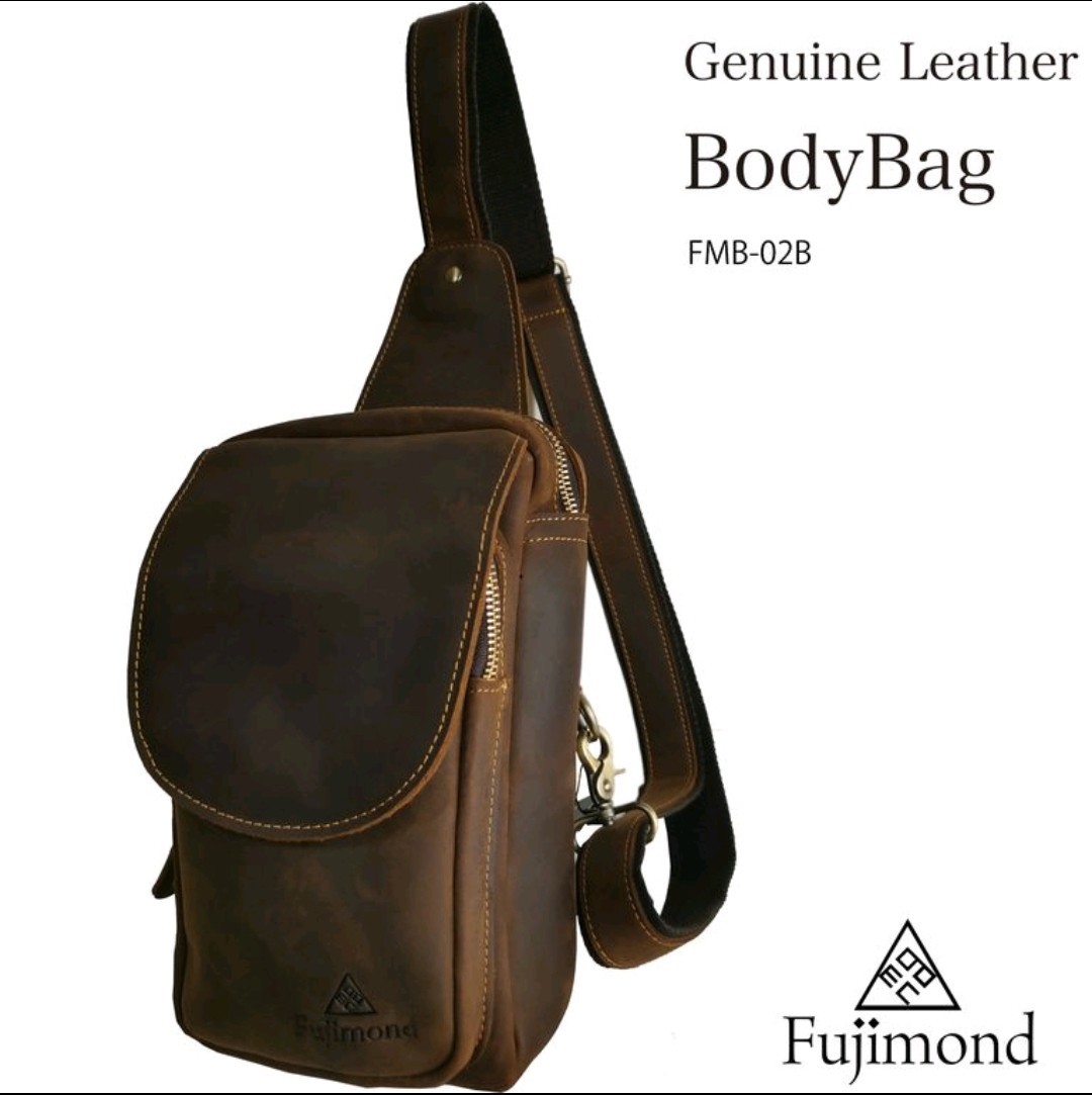 Fujimond 牛革 ヌメ革 ボディバッグ 高品質 ショルダーバッグ メンズバッグ 斜め掛けバッグ