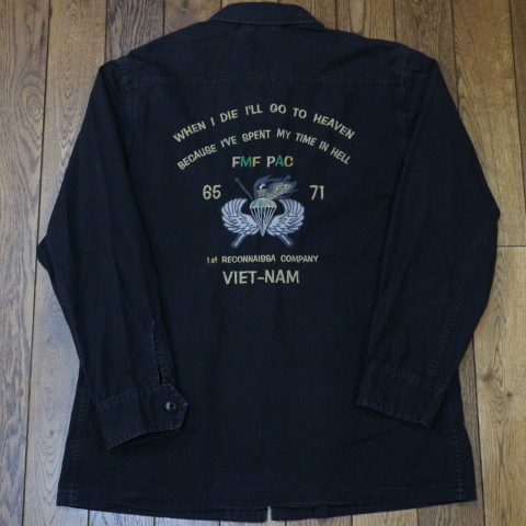 AVIREX VIETNAM 刺繍 ジャングルファティーグ ジャケット M ブラック アヴィレックス ベトナム U.S ARMY ミリタリー べトジャン スーベニア