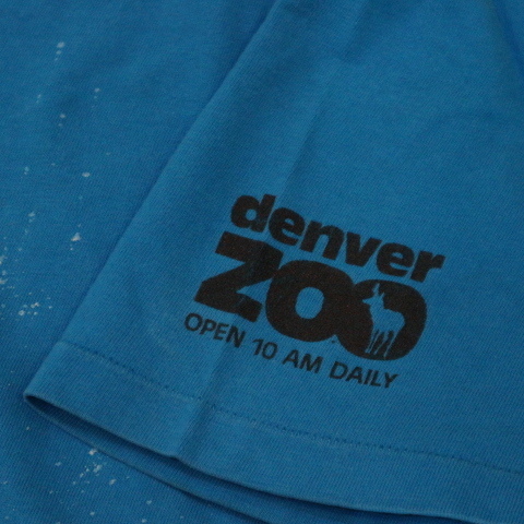 90s USA製 Denver Zoo シロクマ Tシャツ M ブルー デンバー動物園 白熊 ベア アニマル 動物 イラスト スーベニア ヴィンテージの画像4