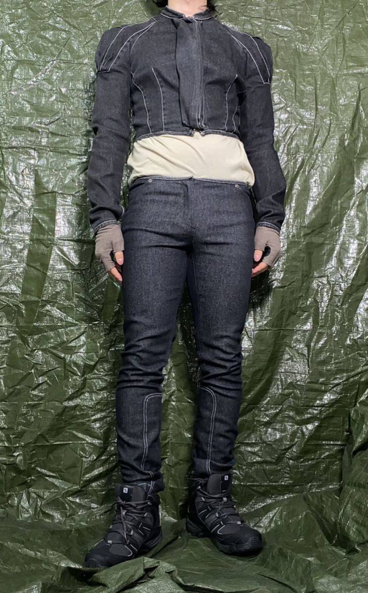 SS2002 HUSSEIN CHALAYAN 2PC DENIM JACKET + TROUSERS ヴィンテージ