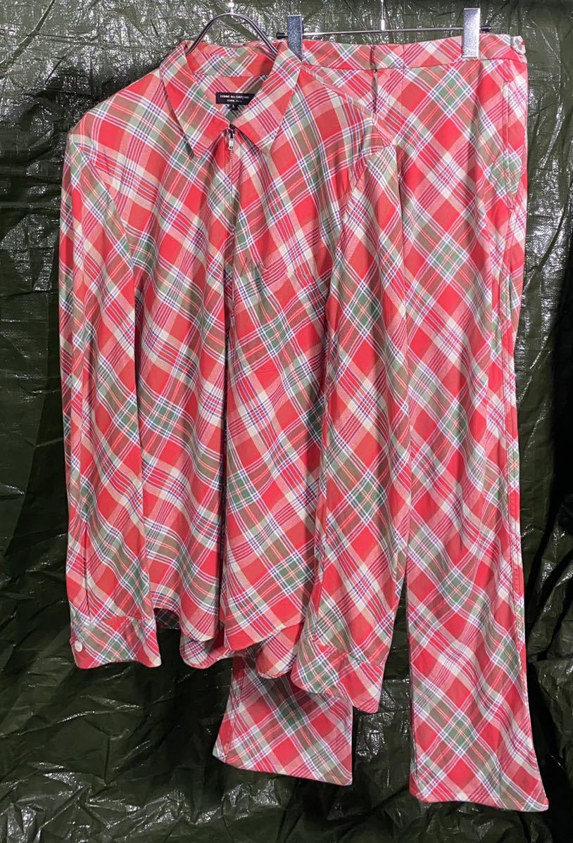 AW1997 COMME DES GARCONS HOMME PLUS BIAS CHECK PLAID SHIRT + PANTS