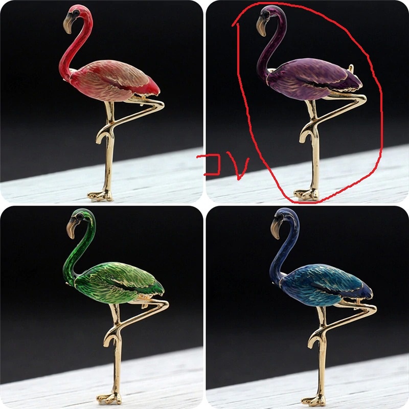 同梱Ok送安[フラミンゴ紫ブローチ]ピンバッジ鳥デザイン野鳥バッジ飛行動物アフリカ中南米の干潟に生息のバード金色ゴールド_画像4