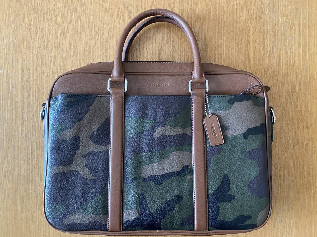 人気の COACH コーチ バック F55136 メンズブリーフケース グリーン