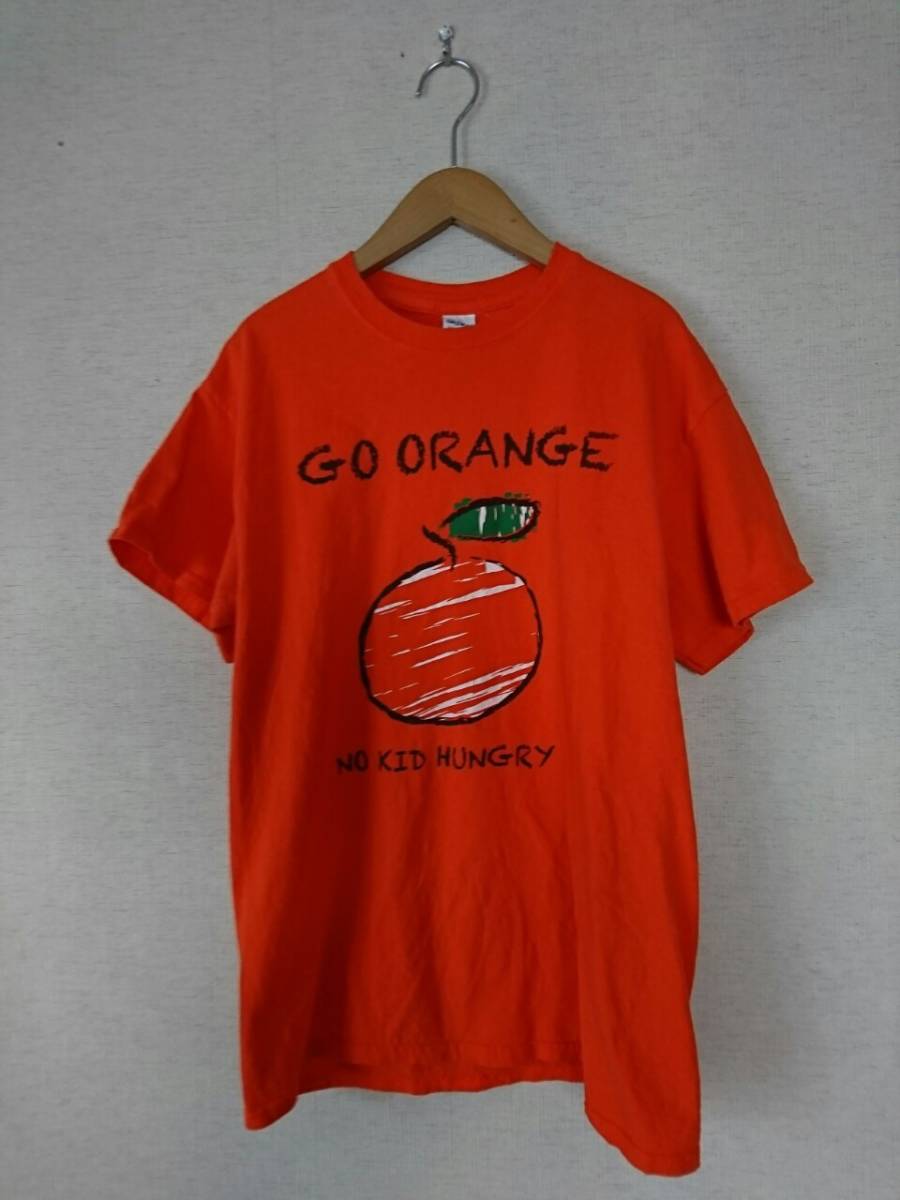 【US古着】GILDAN ギルダン(М) 半袖Tシャツ 綿 colorオレンジ色【前ロゴ文字 GO ORANGE】 122-4D2203_画像1