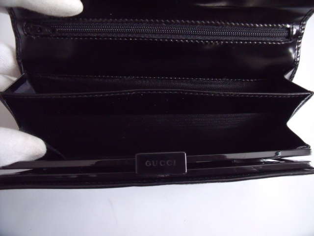  прекрасный товар # GUCCI # Gucci # довольно большой G type Logo #pa палатка эмаль кожа производства * камыш . длинный кошелек бумажник # чёрный оттенок черного # бесплатная доставка!