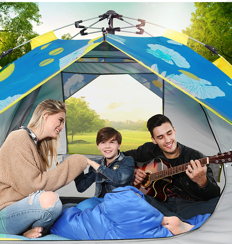 お買い品屋外キャンプテント　完全自動折りたたみ　ポータブル　暴風雨に耐える　家族キャンプ　3-4人に適用A40_画像2
