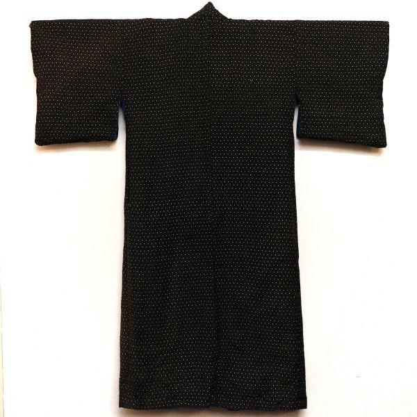 2201S◆長着◆木綿着物◆茶絣・藍無地◆藍染古布◆アンティーク・ヴィンテージ◆昭和レトロ◆リメイク素材_画像9