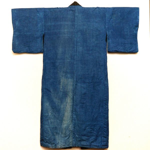 2201S◆長着◆木綿着物◆茶絣・藍無地◆藍染古布◆アンティーク・ヴィンテージ◆昭和レトロ◆リメイク素材_画像1