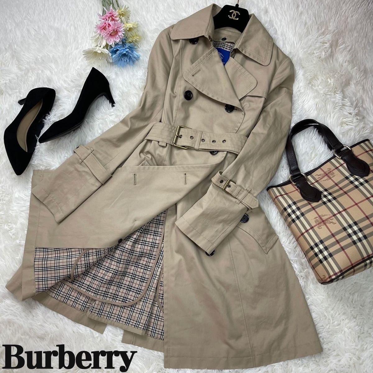 美品 BURBERRY BLUE LABEL バーバリーブルーレーベル トレンチコート