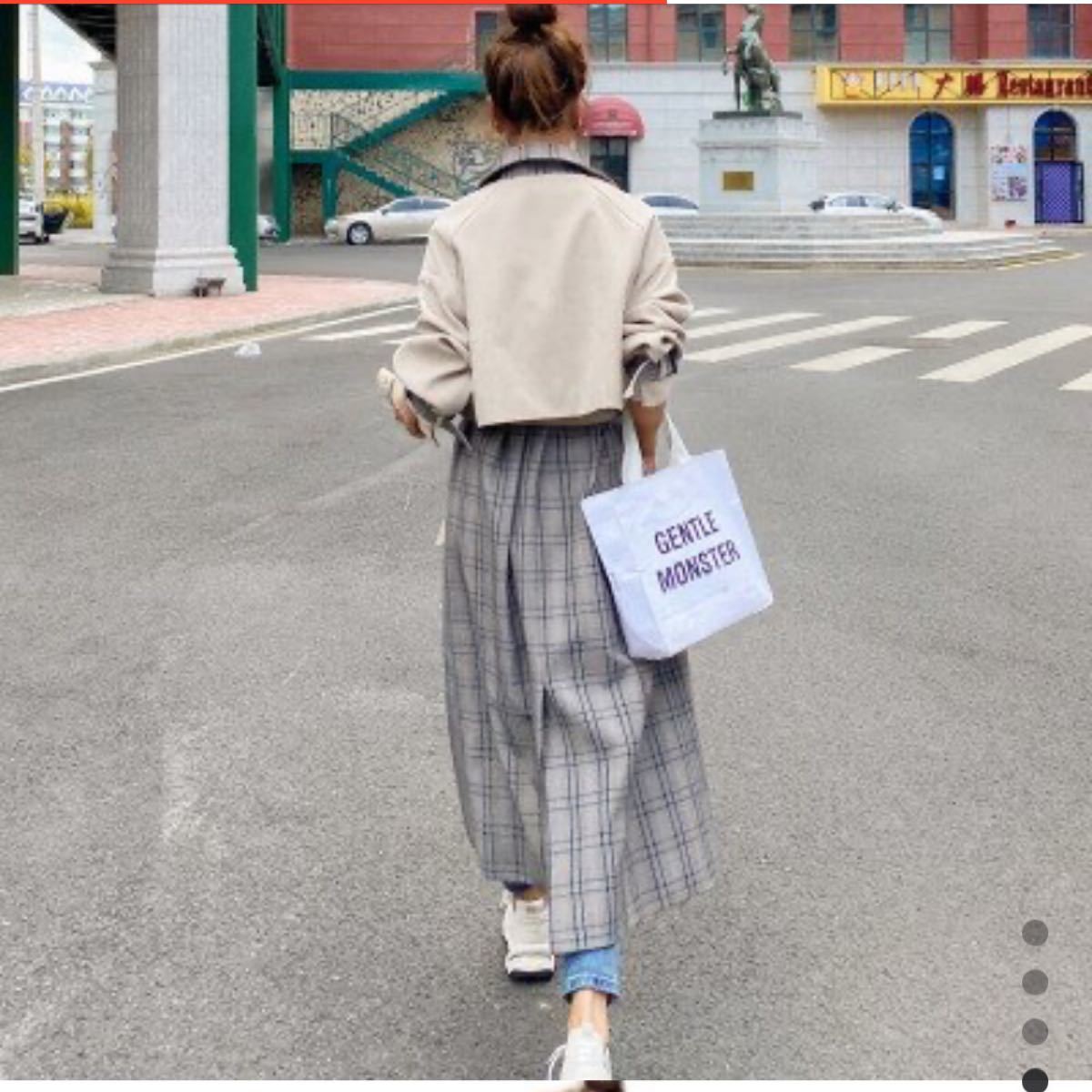 韓国ファッション　トレンチコート　ハイウエスト  ドッキング