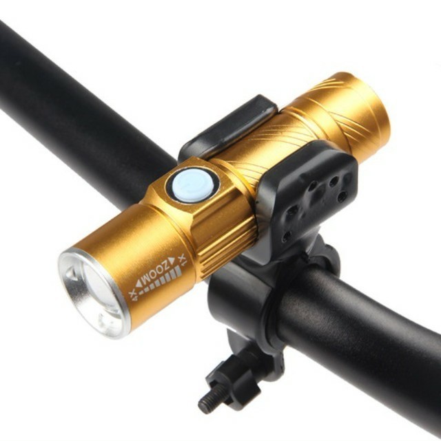 ☆ホルダー付き サイクリング &アウトドア USB充電 懐中電灯 led 強力 防水 金