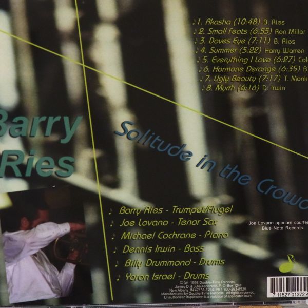 バリー・ライス　BARRY RIES　SOLITUDE IN THE CROWD　JOE LOVANO　BILLY DRUMMOND_画像2