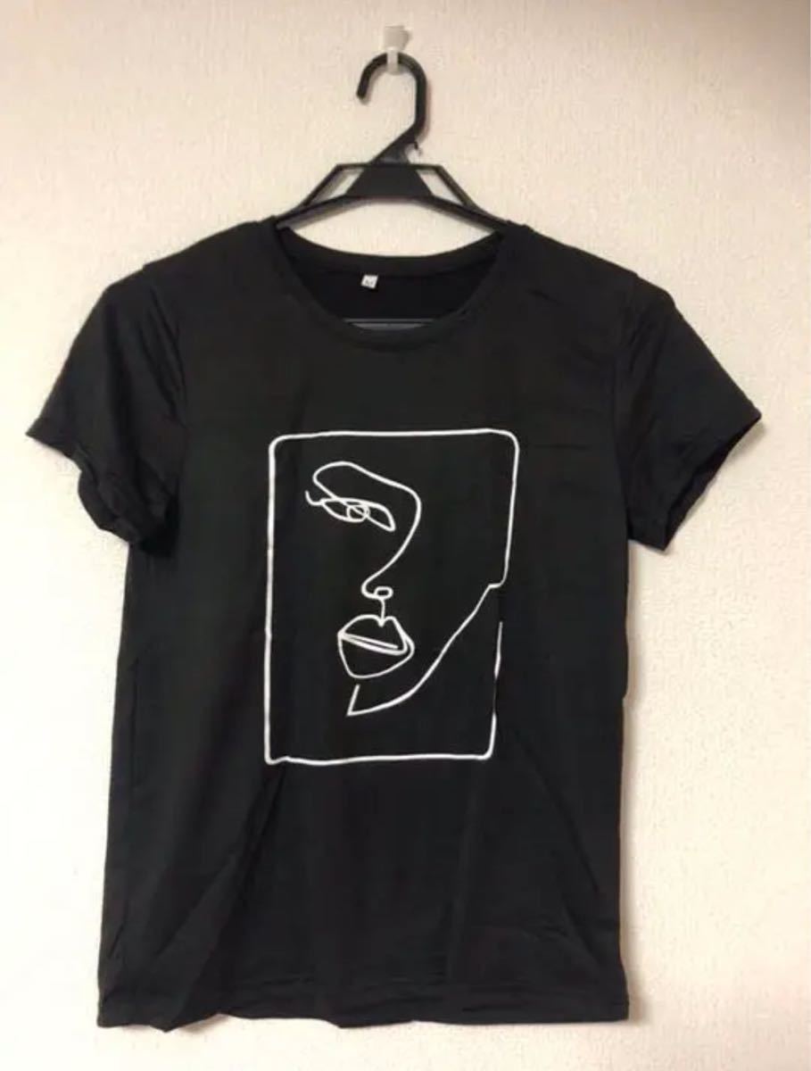 Paypayフリマ シンプル Tシャツ おかしいお洒落 レディー ガール トップ 韓国 黒