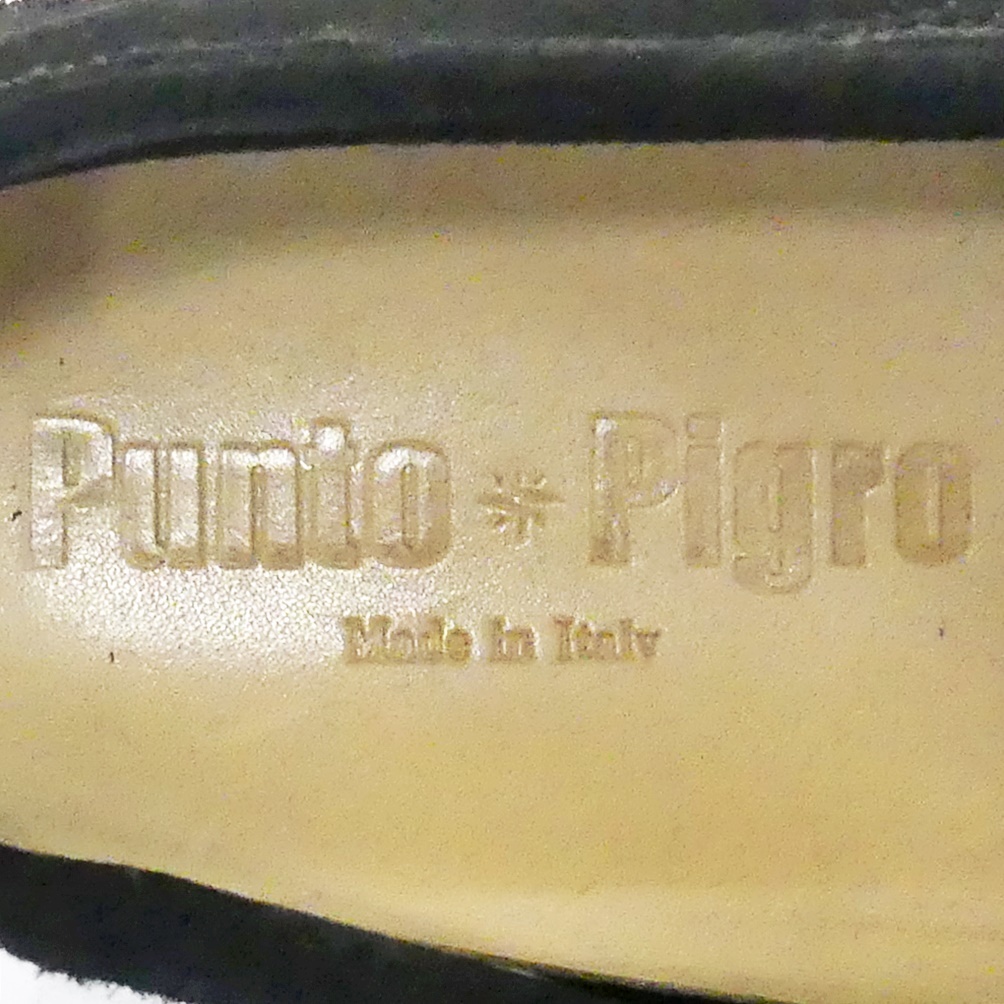 即決★イタリア製 PUNTO PIGRO★26cm レザーデッキシューズ プントピグロ メンズ 黒 スエード 本革 スリッポン 本皮 ローファー シューズ