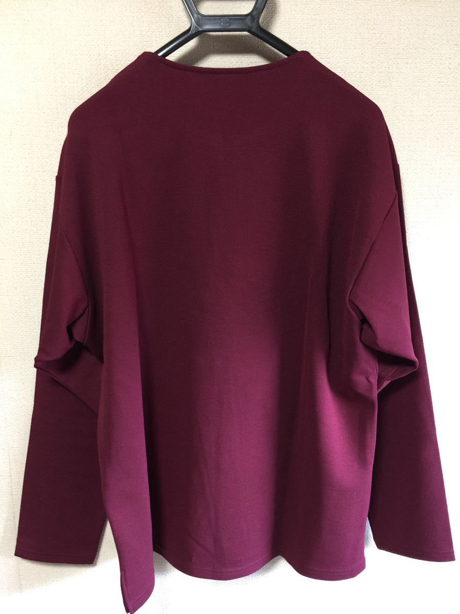 ato Ato bordeaux wine red pull over cut and sewn T-shirt cardigan 