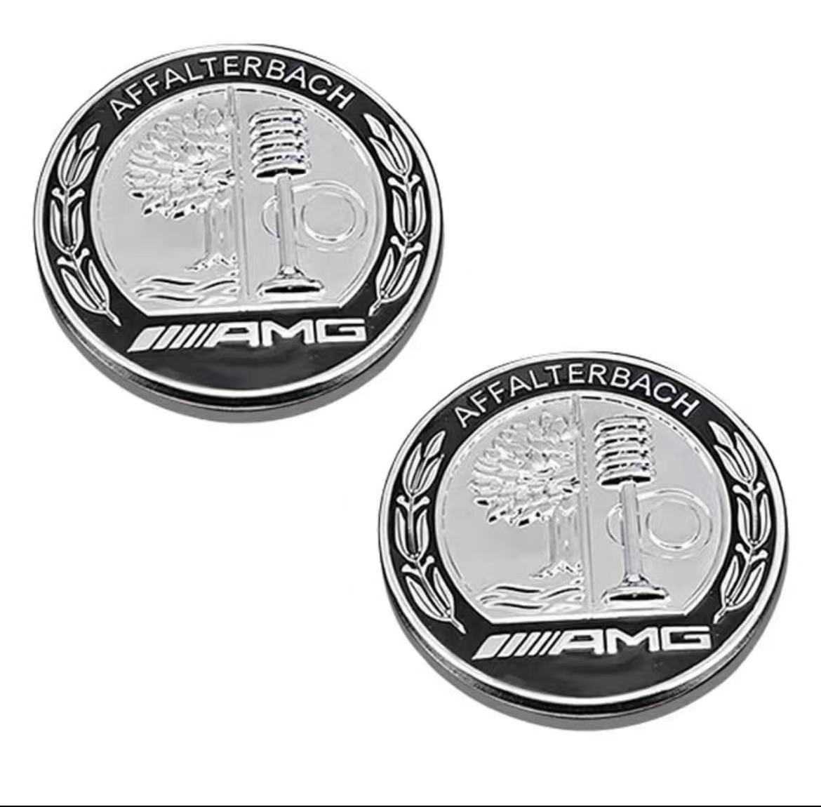 新型ベンツAMG式 リアピラー金属エンブレム アルミ製 シルバー 二点セット