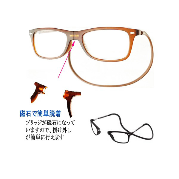 即日発送 ブルーライトカット 老眼鏡 レッド 2.5 リーディンググラス お洒落 軽い ぶらさげ ネックレス マグネット式 メンズ レディース_画像7