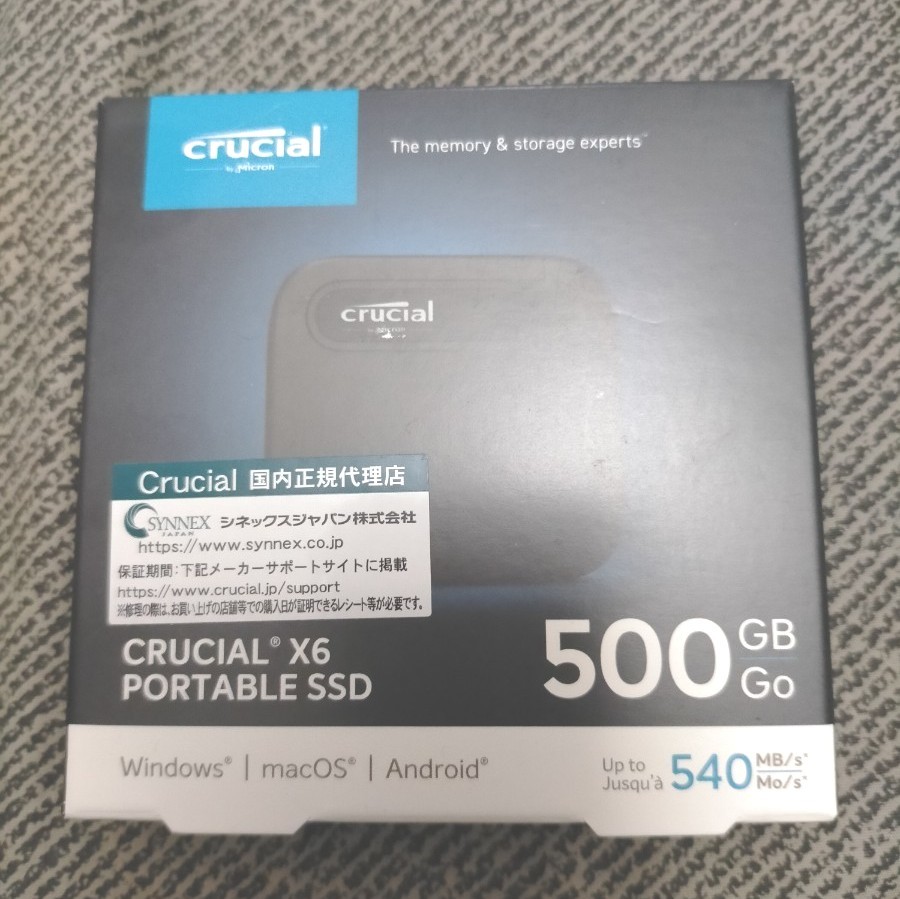 Crucial X6 外付け ポータブル SSD 500GB Type-C  CT500X6SSD9 クルーシャル