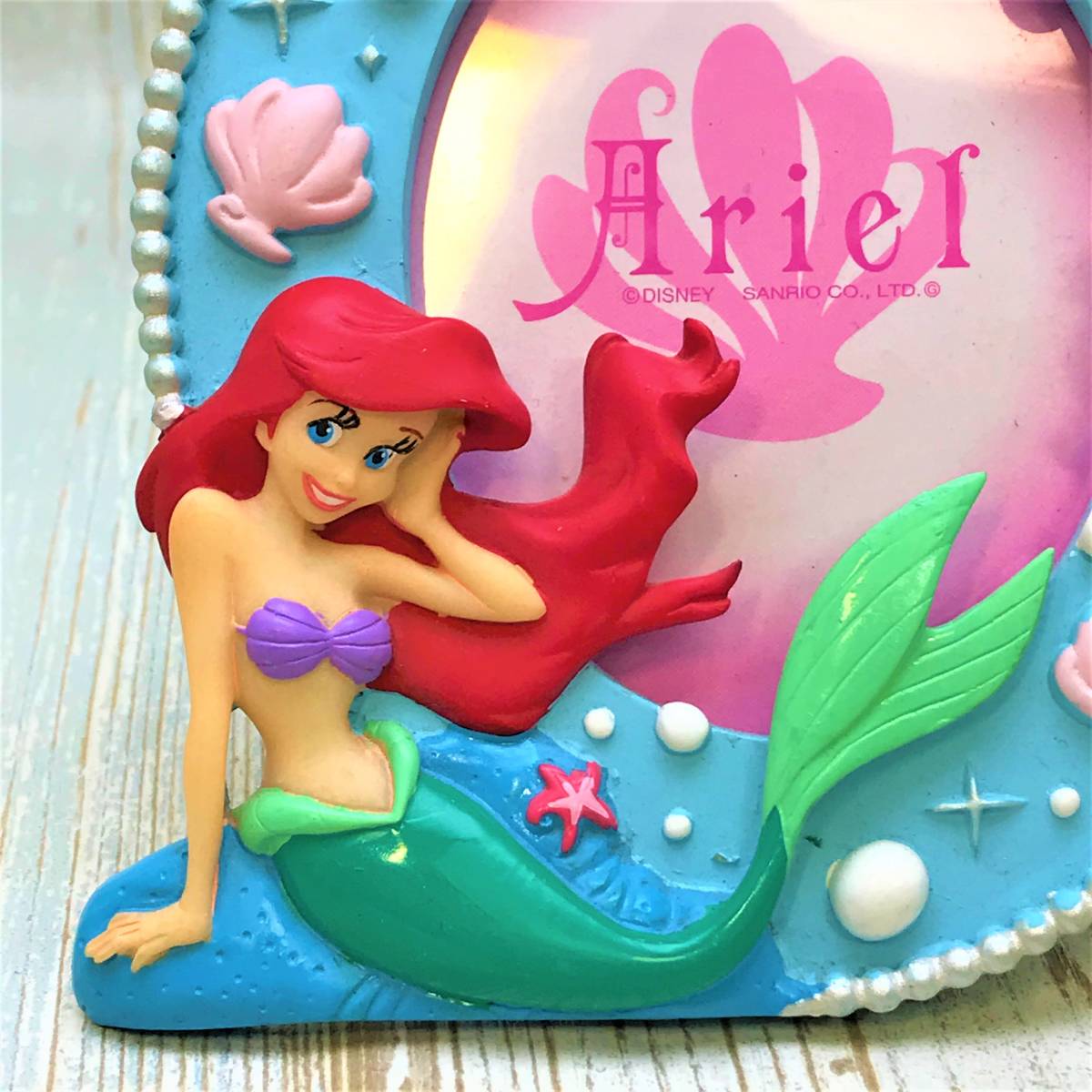 レア★リトル・マーメイド The Little Mermaid アリエル セバスチャン フォトフレーム 小 フィギュア★陶器製 ディズニー Disney TDS_画像2