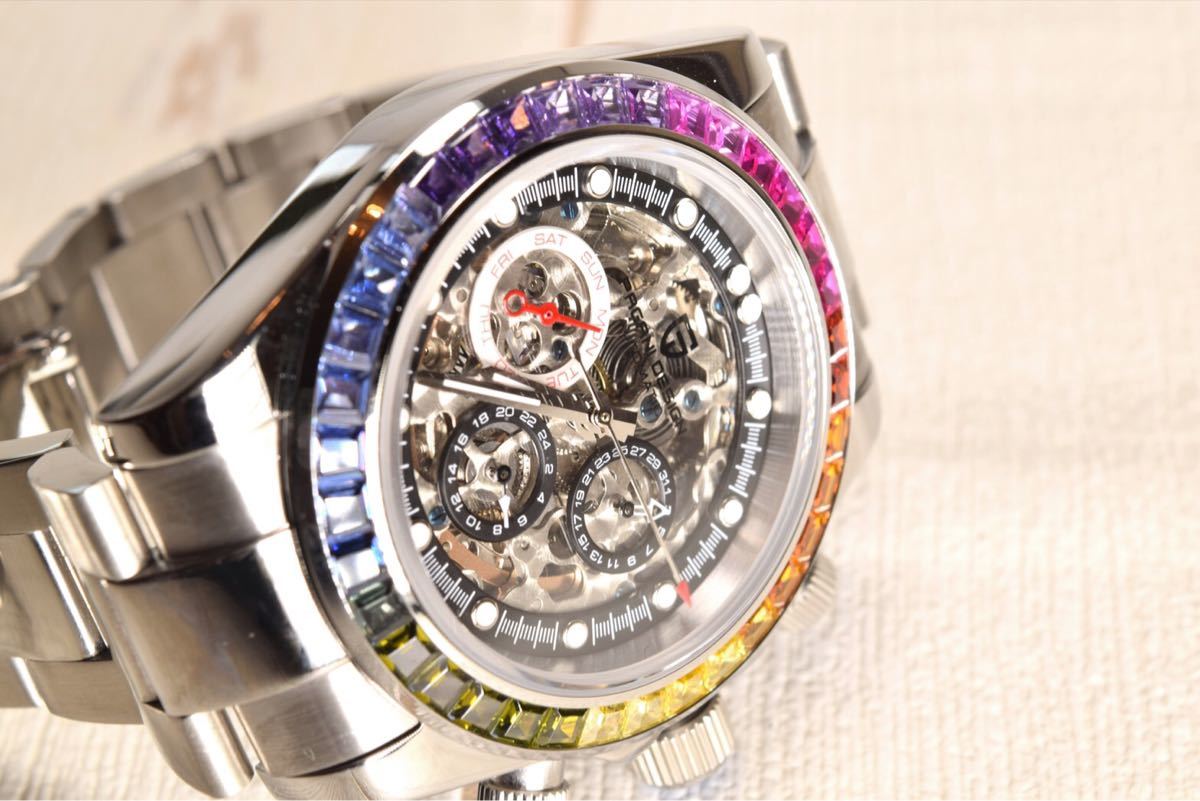 PAGANI DESIGN メンズ 腕時計 高級 ステンレス 機械式 七色 メンズ 