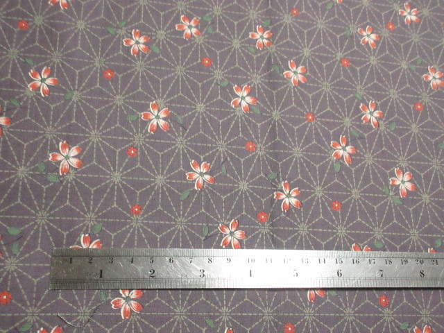 麻の葉 桜 さくら 生地 薄紫 和柄 幅約110cm×長さ約50cm プリント生地_画像1