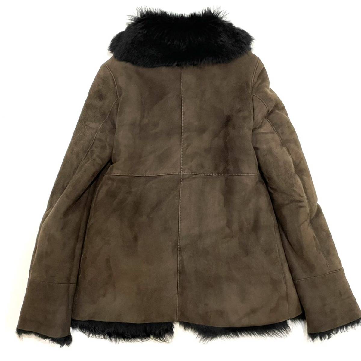  superior article!! Italy made GELLI Jerry sheep leather sheepskin mouton high class half coat (40) lady's Brown 