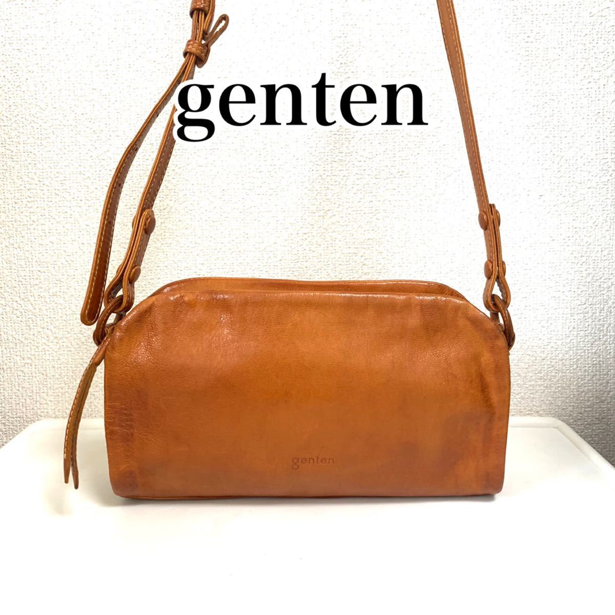 【美品】genten ゲンテン ショルダーバッグ 斜め掛け 肩掛け レザー
