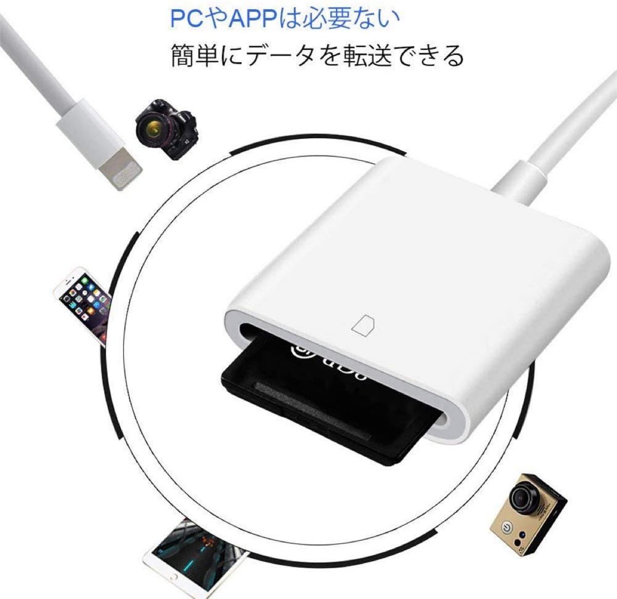 iPhone iPad 専用 Lightning SDカードカメラリーダー 最新 IOS14 対応 microメモリ 