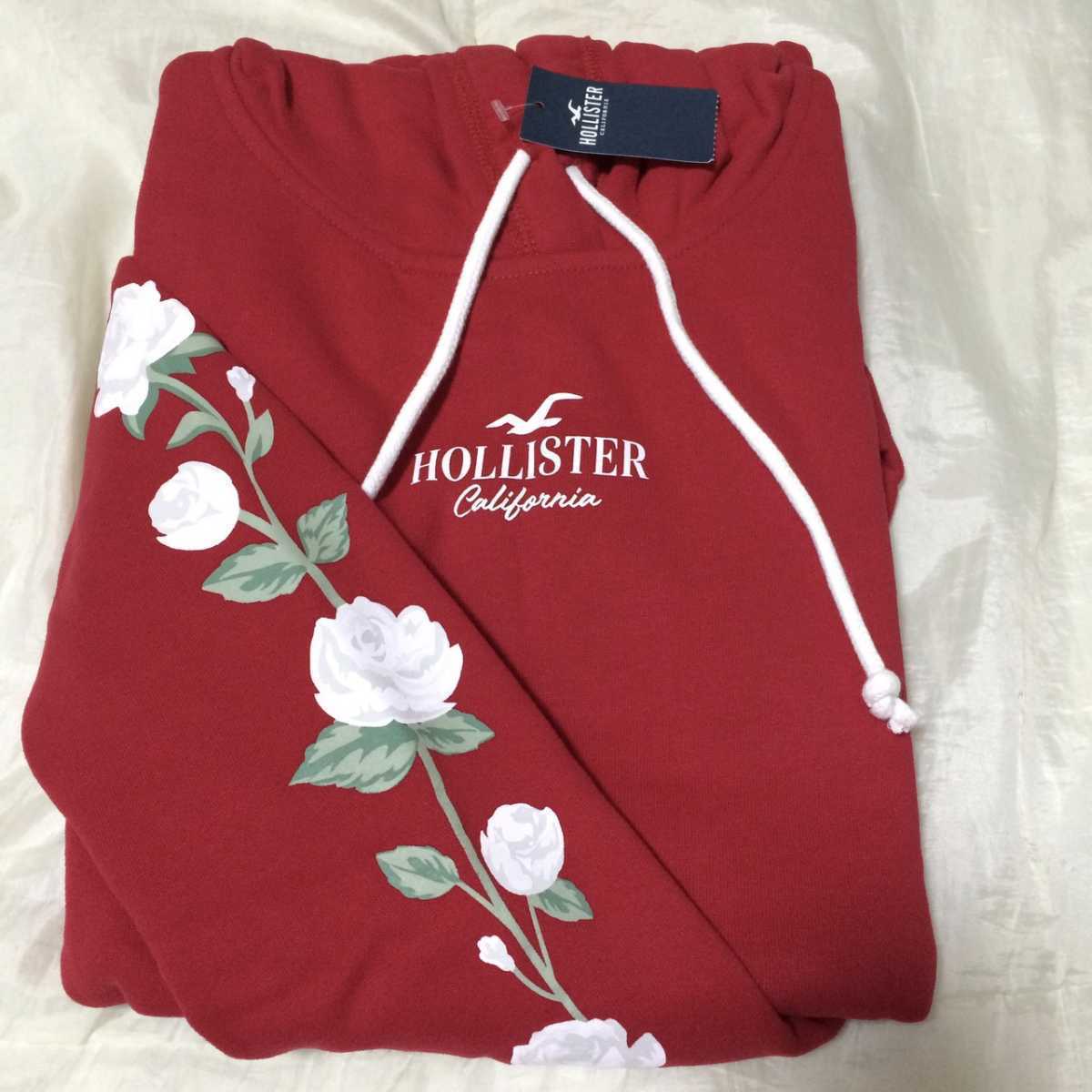  tag equipped *HOLLISTER parka with a raised back f-ti-M red red Hollister rose pattern rose rose flower floral 