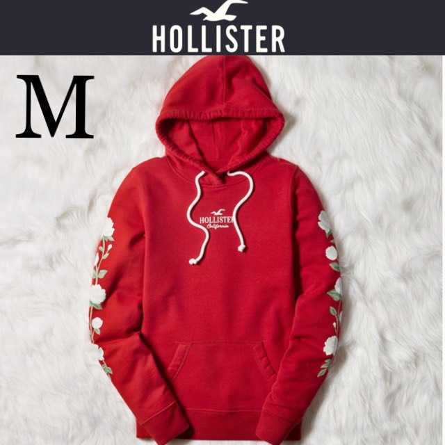  tag equipped *HOLLISTER parka with a raised back f-ti-M red red Hollister rose pattern rose rose flower floral 