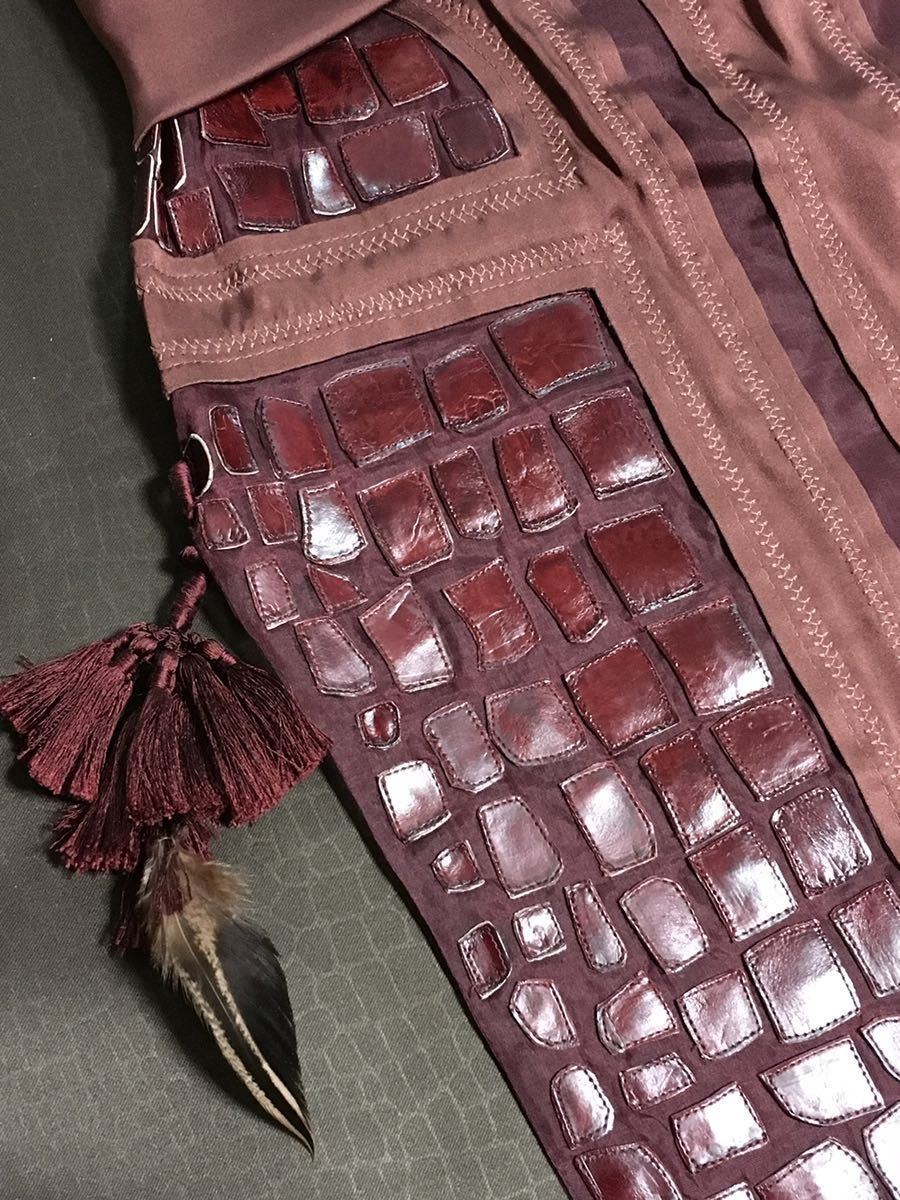 定価25万円グッチGUCCIシルク×クロコダイル革スカート絹ワニ革クロコわ