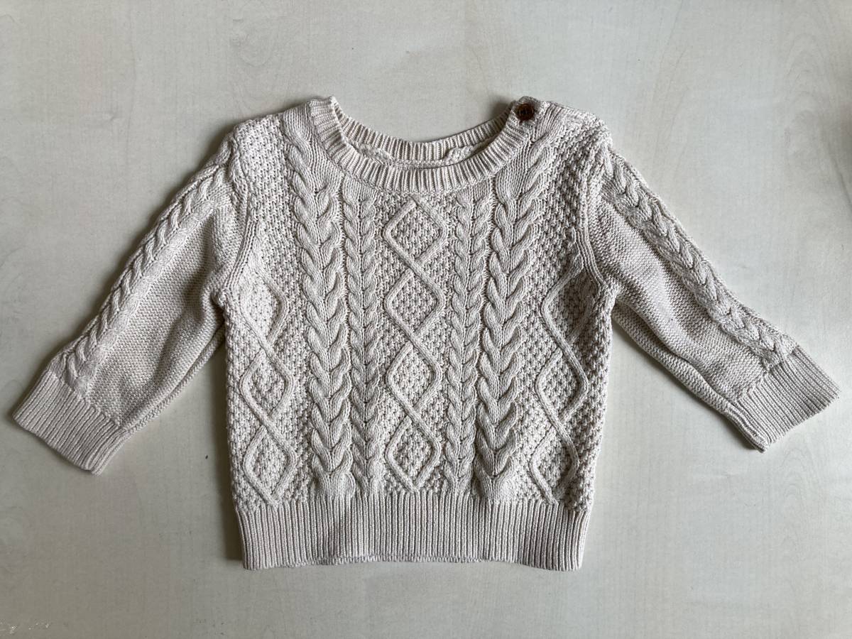 babyGap ARAN CREW SWEATER S/801998-00 80 USED baby Gap кабель вязаный свитер Cable Knit