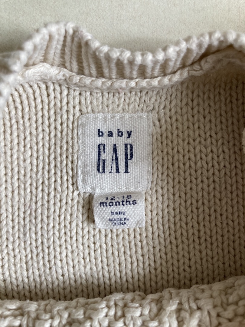 babyGap ARAN CREW SWEATER S/801998-00 80 USED baby Gap кабель вязаный свитер Cable Knit