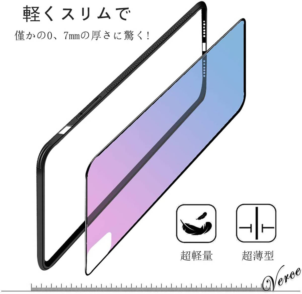 鮮やかなピンク透明グラデーション　 背面ガラスケース iPhone 11 6.1インチ TPU ストラップホール 耐衝撃 指紋防止 グリップ感_画像2