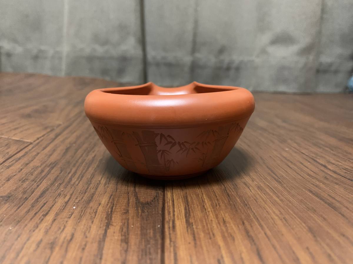 【中古品】 茶道具　煎茶道具　常滑焼　朱泥　急須茶注　茶器　茶器揃　陶聖　彫刻　竹刻　靖仙　急須　練込　沢田靖　中古品 8点 在銘あり_画像7