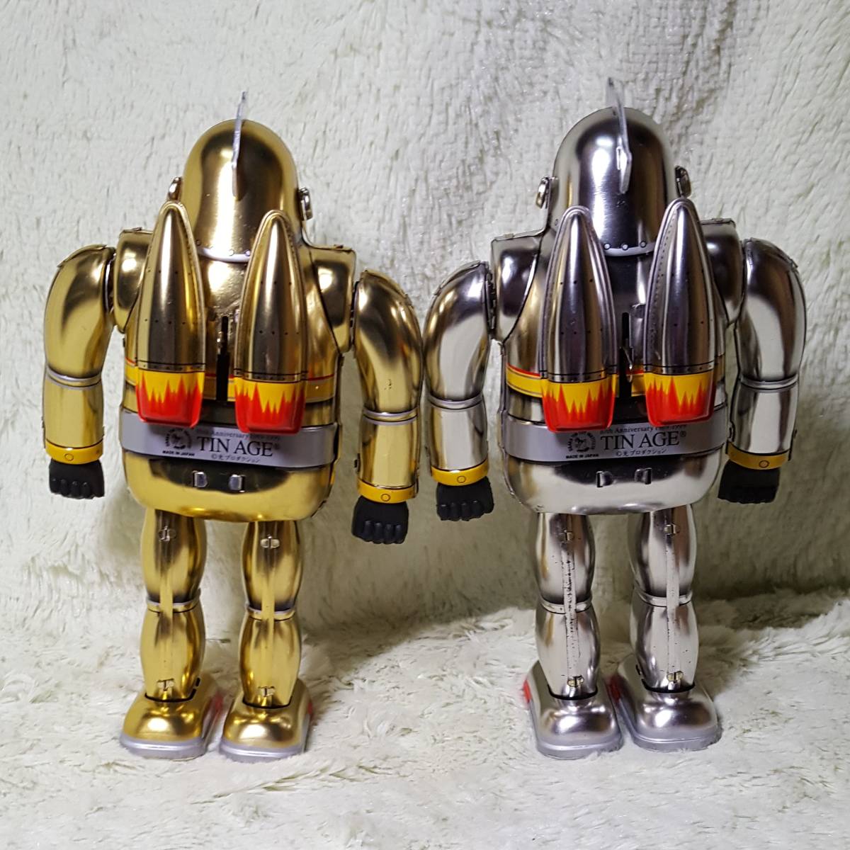 * ultra rare set *[ new goods * unused ] Tetsujin 28 number NO1 Osaka tin plate 10 anniversary commemoration version silver & Gold Mini toy attaching 
