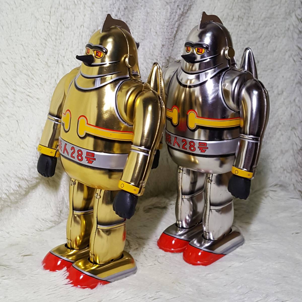 * ultra rare set *[ new goods * unused ] Tetsujin 28 number NO1 Osaka tin plate 10 anniversary commemoration version silver & Gold Mini toy attaching 