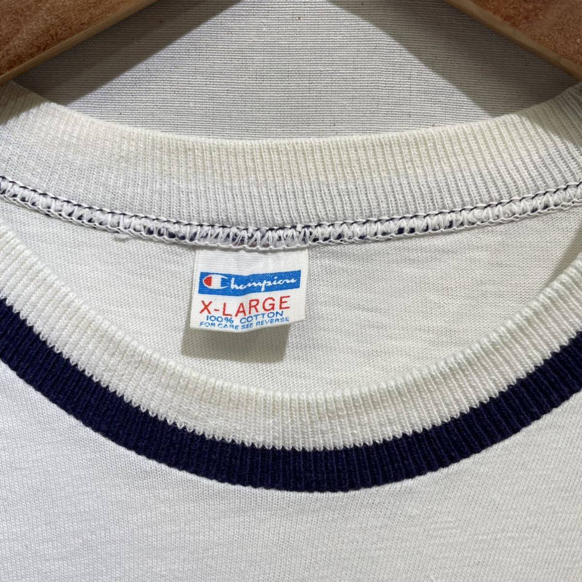 【希少】70s Champion 染込み リブライン XL Tシャツ 綿100% USA製 ビンテージ バータグ トリコ/ リバースウィーブ スウェット 60s 80s 90s_画像3