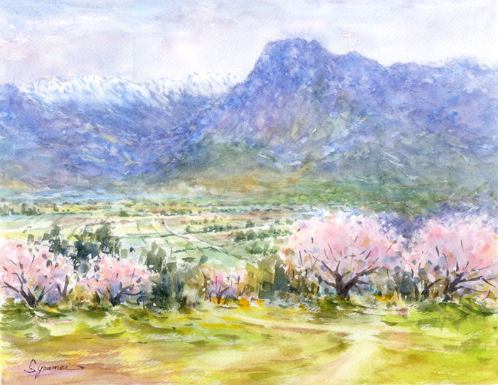 * watercolor painting * original picture [ Shinshu. spring ]*#459