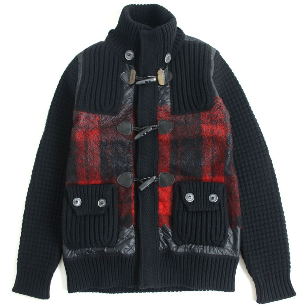 美品□Bark バーク チェック柄 ニットダッフルジャケット/コート ボア