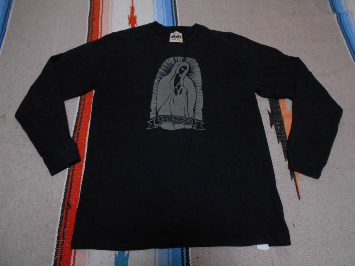 １９９０S GONZO SURF聖母マリア オールドサーフ サーフィン サーファー ロンスリTシャツSURFIN' SURFER CHRIST HOLY MARY CATHOLIC JESSUS