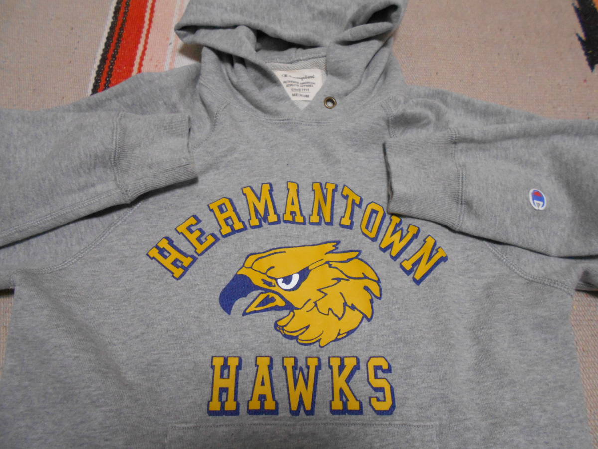 １９６０S チャンピオン CHAMPION PRODUCTS HERMANTOWN HAWKS NCAA カレッジ ラグラン ビンテージ パーカー フットボール バスケットボール_画像2