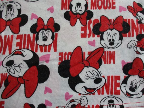 BB585【Disney】ミニーマウス　ロゴプリント　半袖　Ｔシャツ　女児　白・赤　95_画像3