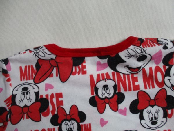 BB585【Disney】ミニーマウス　ロゴプリント　半袖　Ｔシャツ　女児　白・赤　95_画像8